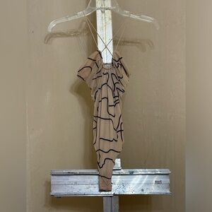 RUE 21 BEIGE/BLACK TANK BODYSUIT SZ SMALL